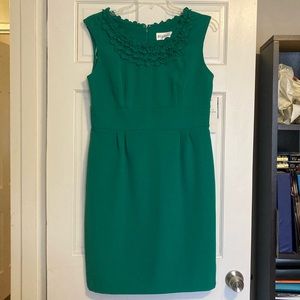 NWT Studio I Green Dress with Ruffle Neckline Size 14